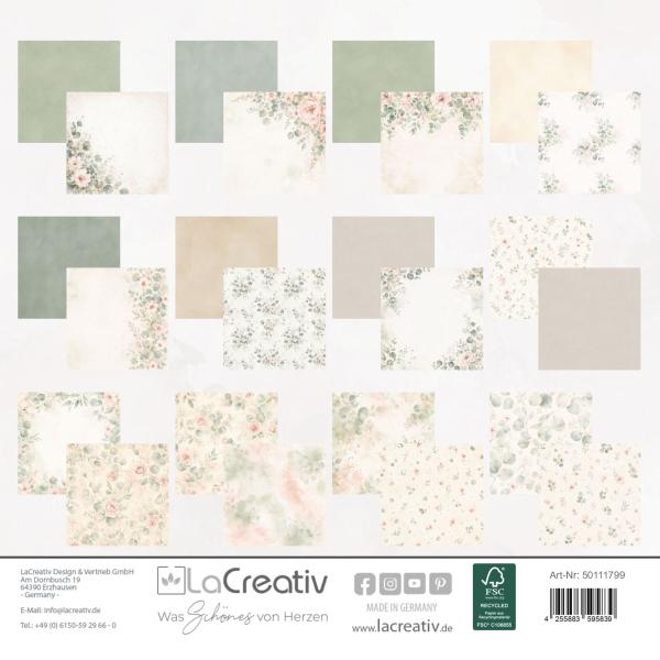 LaCreativ - Designpapier "Rosen und Eukalytus" Paper Pack 6x6" - 24 Bogen