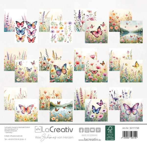 LaCreativ - Designpapier "Schmetterlinge & Wildblumen" Paper Pack 6x6" - 24 Bogen