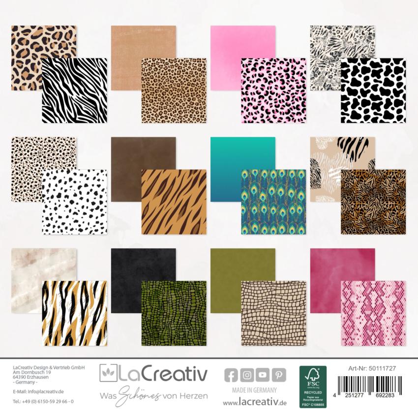 LaCreativ - Designpapier "Tierischer Mustermix" Paper Pack 6x6" - 24 Bogen