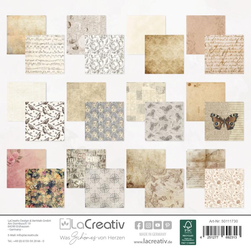 LaCreativ - Designpapier "Vintage Charme" Paper Pack 6x6" - 24 Bogen