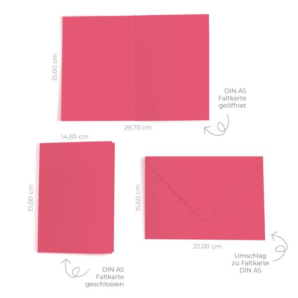 Faltkarte mit Briefumschlag DIN A5 in fuchsia