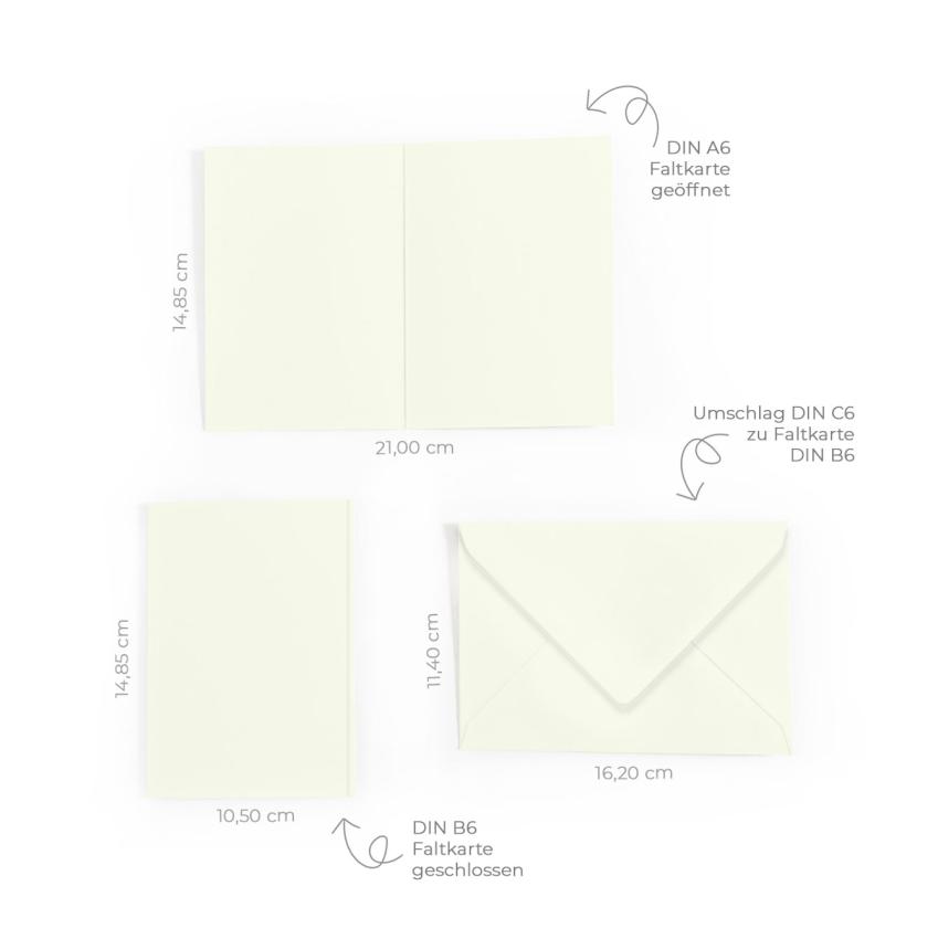 Faltkarte DIN A6 mit Briefumschlag DIN C6 in elfenbein