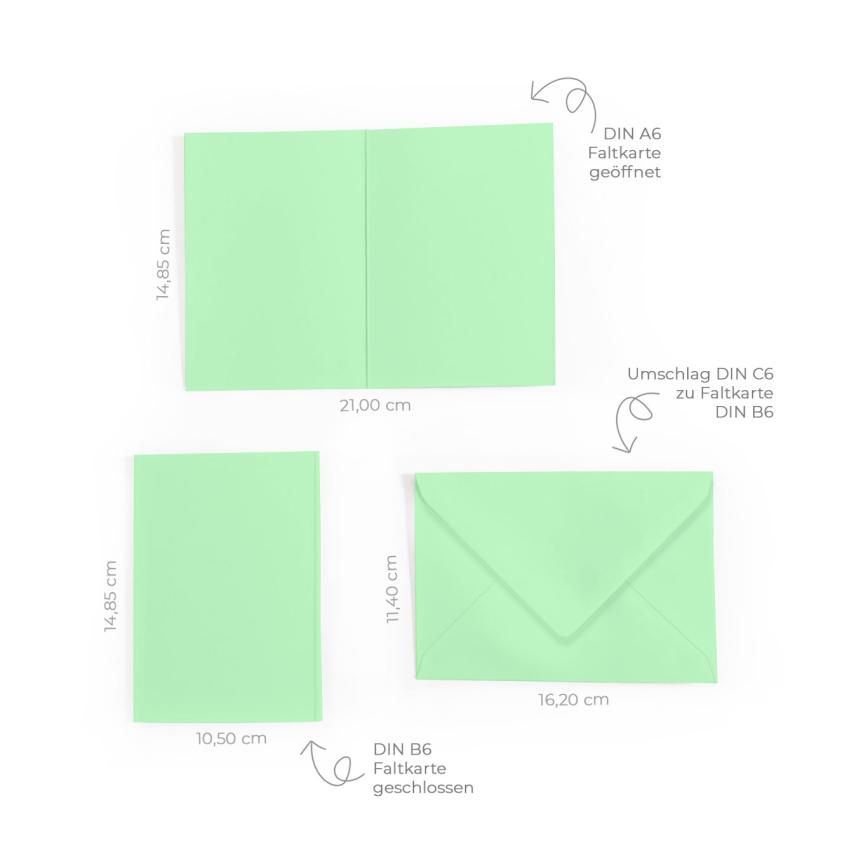 Faltkarte DIN A6 mit Briefumschlag DIN C6 in pastell grün