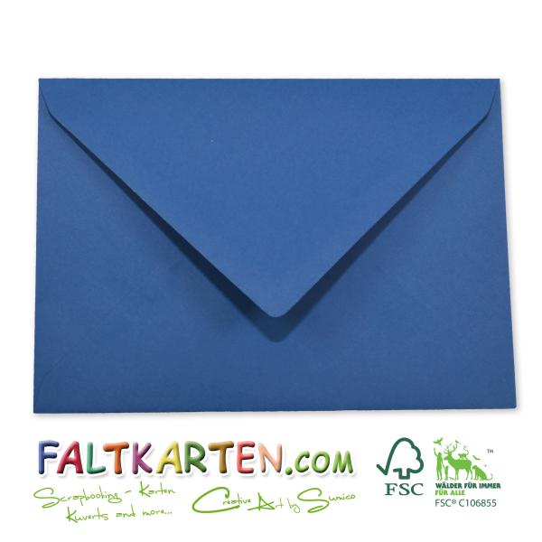 Briefumschläge - Briefhüllen in blau, DIN A5 120g/m² oF, Nassklebung