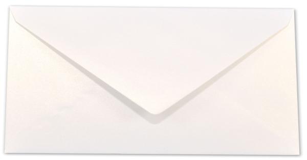 Briefumschlag DIN lang in metallic-perlweiss, 120g, ohne Fenster, Nassklebung