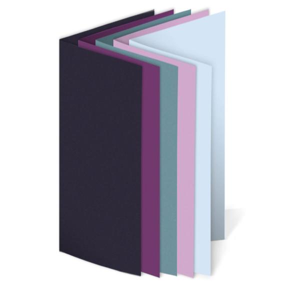 Sortiment "Eisiger Winter" 25x Faltkarten in 5 Farben DIN Lang - farbig sortiert