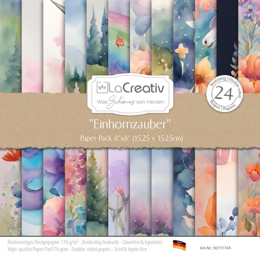 LaCreativ - Designpapier "Einhornzauber" Paper Pack 6x6" - 24 Bogen