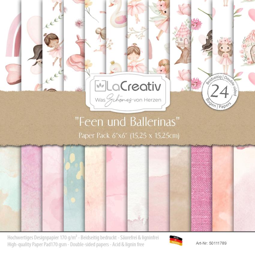 LaCreativ - Designpapier "Feen und Ballerinas" Paper Pack 6x6" - 24 Bogen