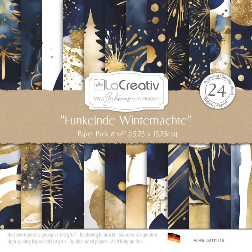 LaCreativ - Designpapier "Funkelnde Winternächte" Paper Pack 6x6" - 24 Bogen