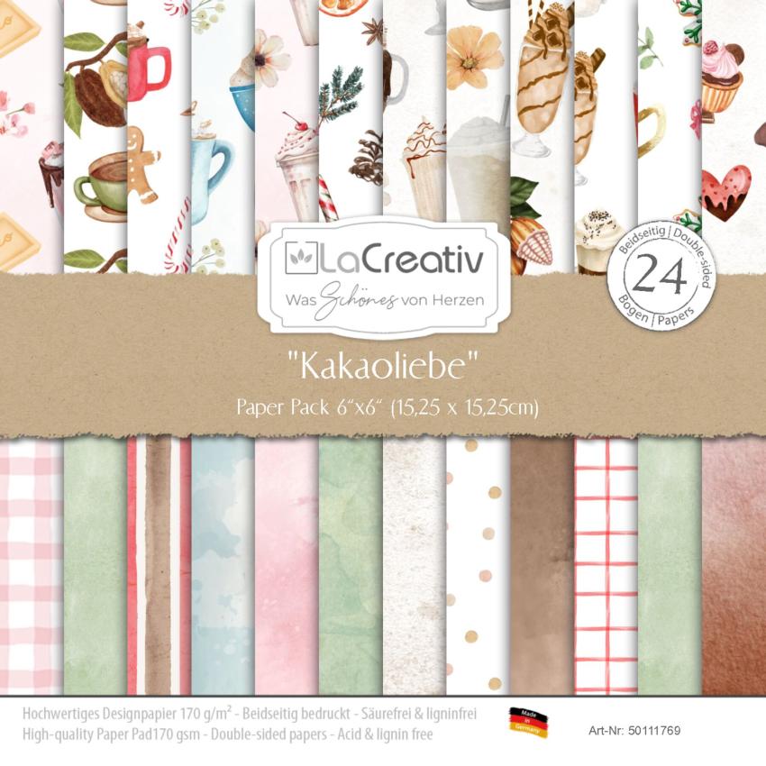 LaCreativ - Designpapier "Kakaoliebe" Paper Pack 6x6" - 24 Bogen
