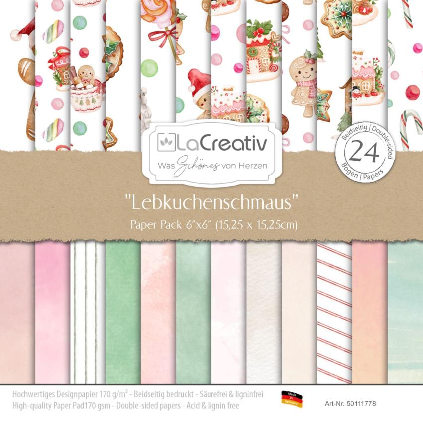 LaCreativ - Designpapier "Lebkuchenschmaus" Paper Pack 6x6" - 24 Bogen