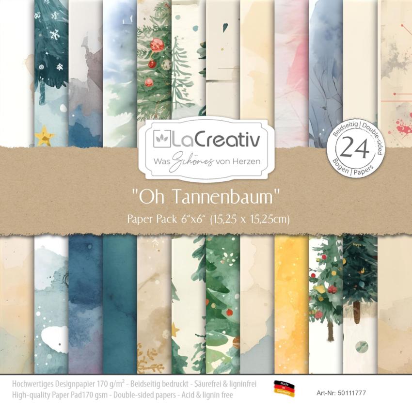 LaCreativ - Designpapier "Oh Tannenbaum" Paper Pack 6x6" - 24 Bogen