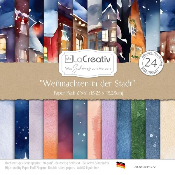 LaCreativ - Designpapier "Weihnachten in der Stadt" Paper Pack 6x6" - 24 Bogen