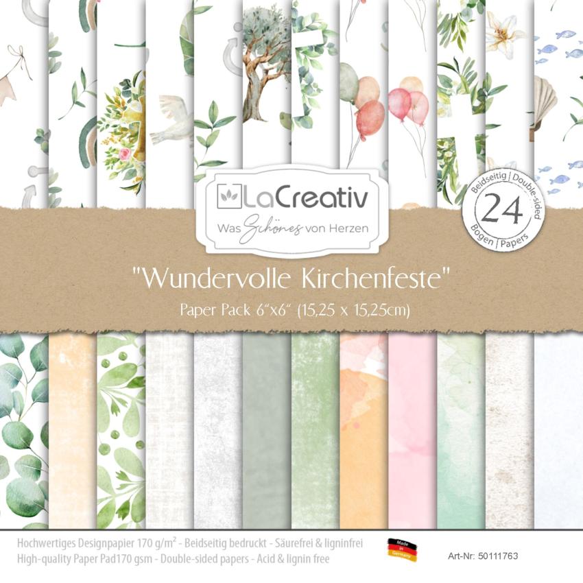 LaCreativ - Designpapier "Wundervolle Kirchenfeste" Paper Pack 6x6" - 24 Bogen