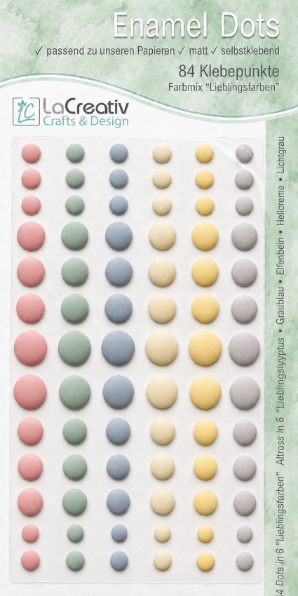 LaCreativ Enamel Dots „Lieblingsfarben“ – 84 selbstklebende Klebepunkte
