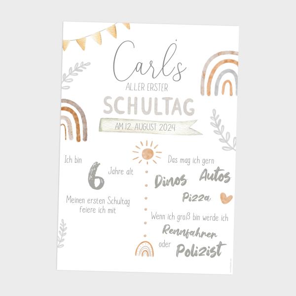 Einschulungsposter "Regenbogen" | Einschulung | Meilensteintafel | Geschenk 1. Geburtstag | Personalisiertes Geschenk