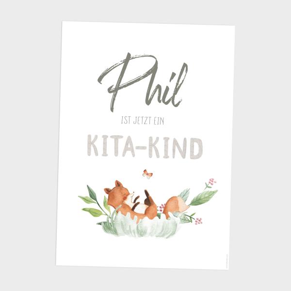 Kita-Kind-Poster "Waldtiere" | Einschulung | Meilensteintafel | Geschenk 1. Geburtstag | Personalisiertes Geschenk