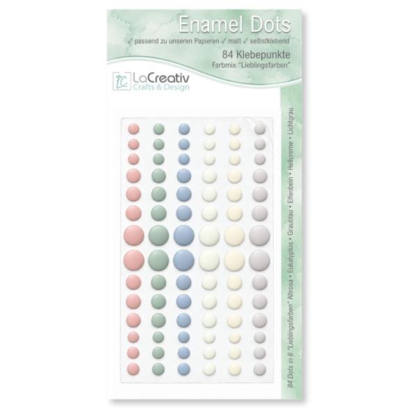 LaCreativ Enamel Dots „Lieblingsfarben“ – 84 selbstklebende Klebepunkte