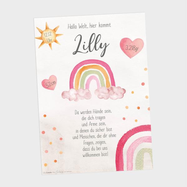 Geburtsposter "Regenbogen 2" | Geburtstafel | Geburtsdaten | Geburtsbild | Geburt Geschenk