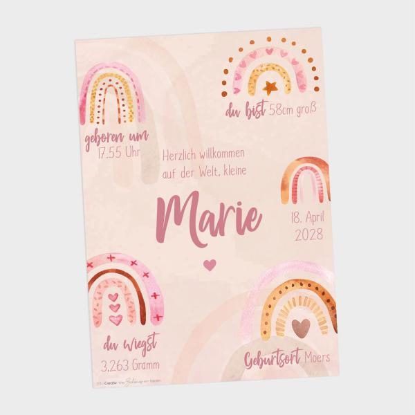 Geburtsposter "Regenbogenparty" | Geburtstafel | Geburtsdaten | Geburtsbild | Geburt Geschenk