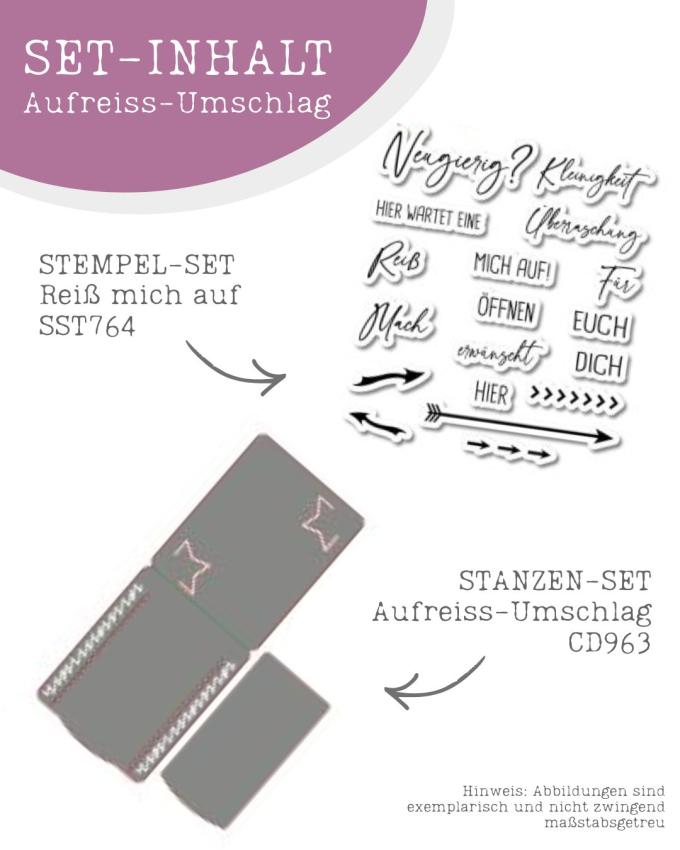 Bundle Kulricke Stempel "Reiß mich auf" & Stanze "Aufreiss-Umschlag"