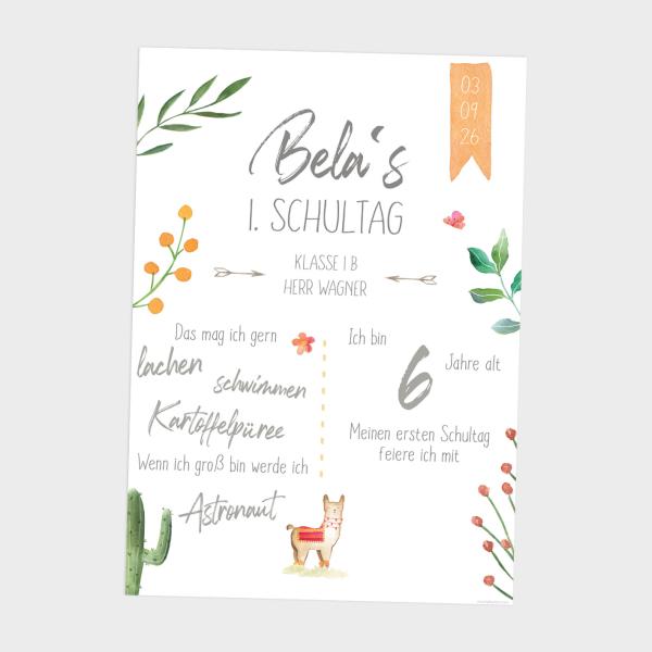 Einschulungsposter "Lama" | Einschulung | Meilensteintafel | Geschenk 1. Geburtstag |  | Personalisiertes Geschenk
