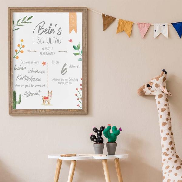 Einschulungsposter "Lama" | Einschulung | Meilensteintafel | Geschenk 1. Geburtstag |  | Personalisiertes Geschenk