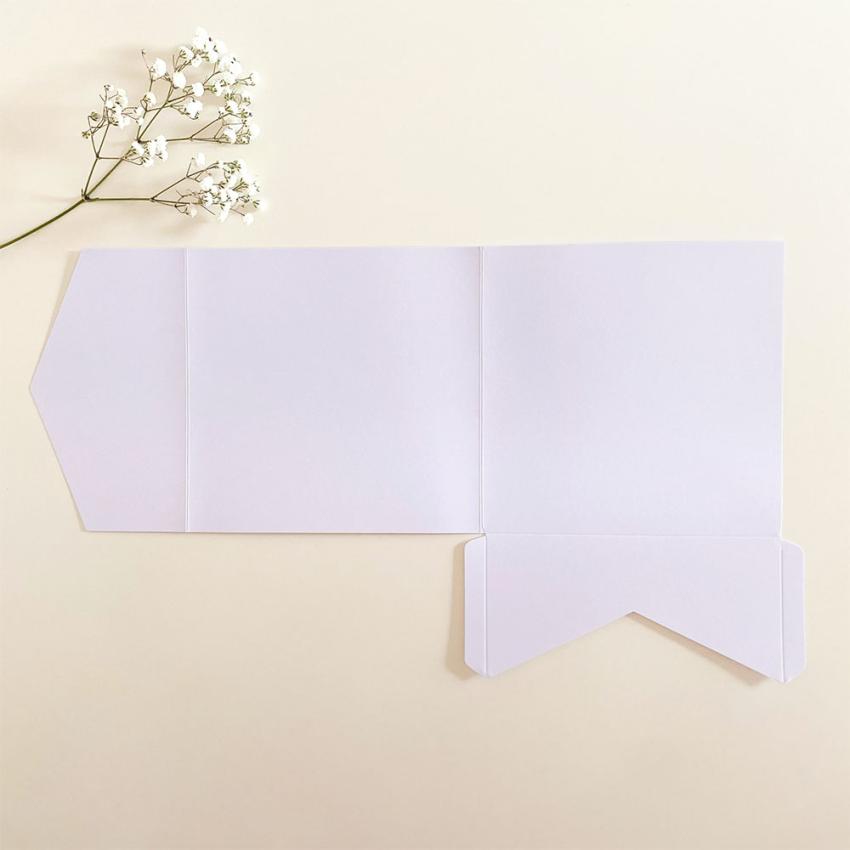 Pocketfold-Karte Quadrat (15x15) Premium-Karton "Metallic Polarweiss" Exklusiv Line