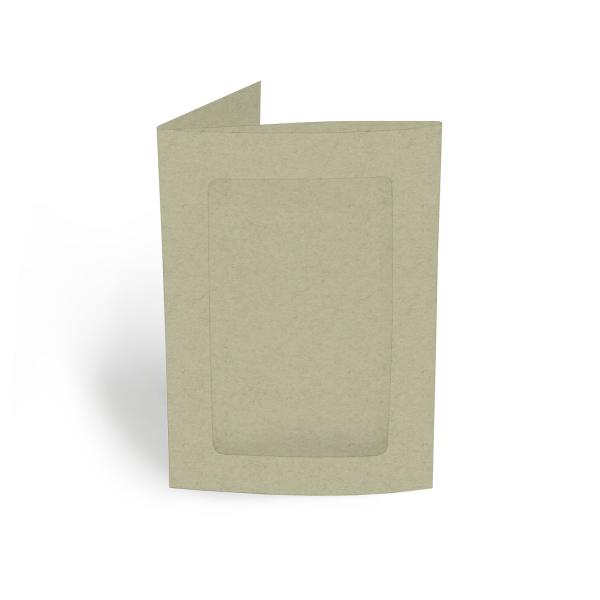 Passepartoutkarte rechteck 3-Fach DIN A6 in kraft moosgrau