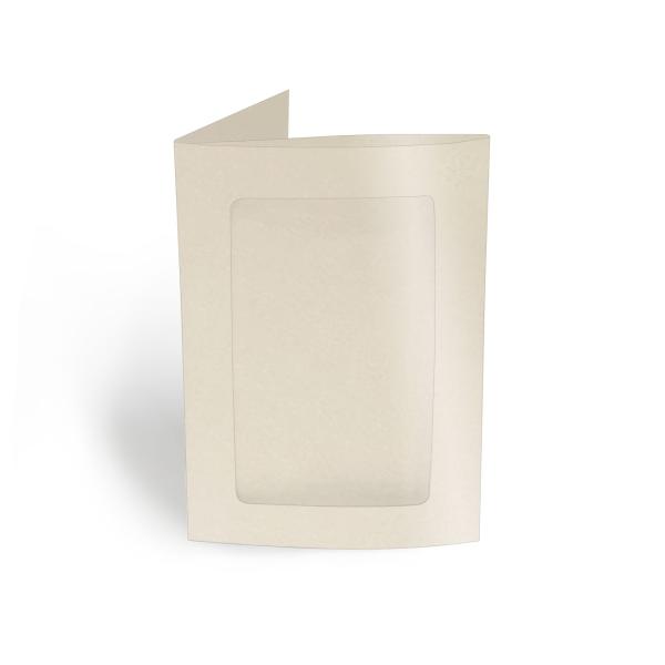 Passepartoutkarte rechteck 3-Fach DIN A6 in metallic-champagner