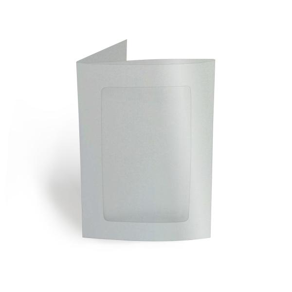 Passepartoutkarte rechteck 3-Fach DIN A6 in metallic-persilber