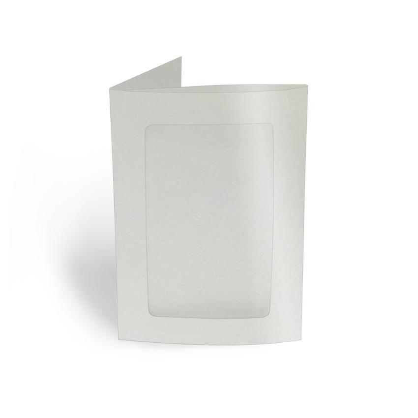 Passepartoutkarte rechteck 3-Fach DIN A6 in metallic-polarweiss