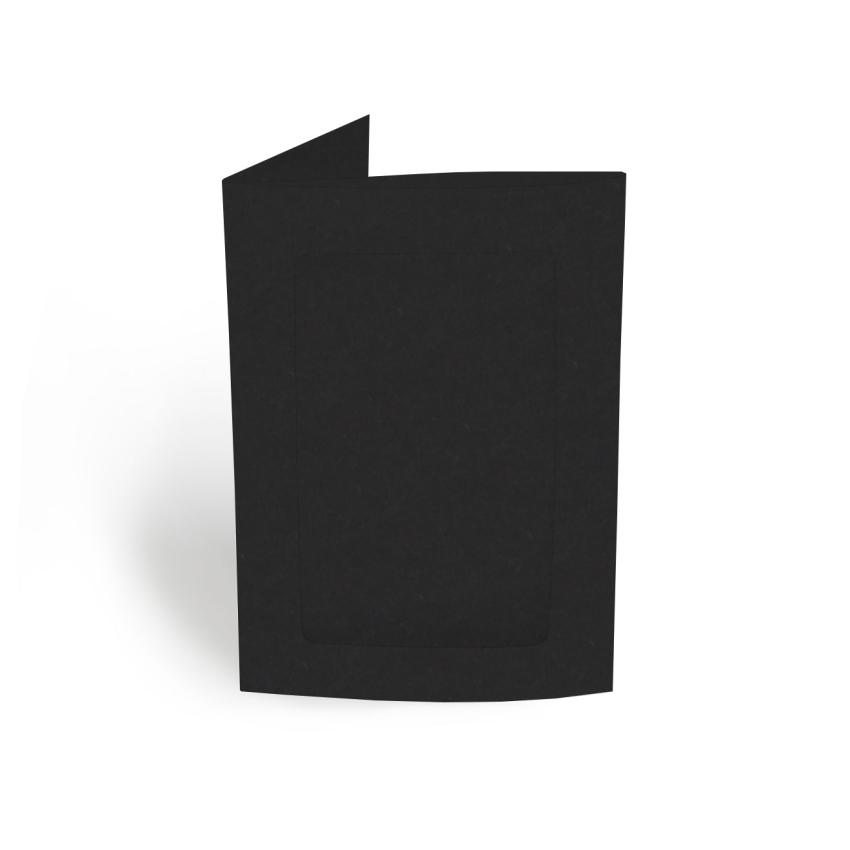 Passepartoutkarte rechteck 3-Fach DIN A6 in recycling schwarz