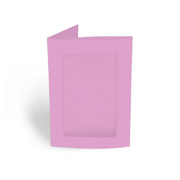 Passepartoutkarte rechteck 3-Fach DIN A6 in struktur blütenrosa