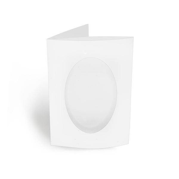 Passepartoutkarte oval 3-Fach DIN A6 in puderweiss