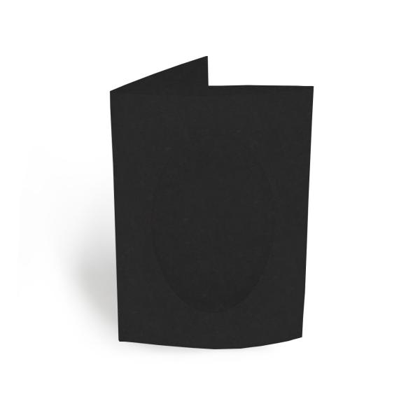 Passepartoutkarte oval 3-Fach DIN A6 in recycling schwarz