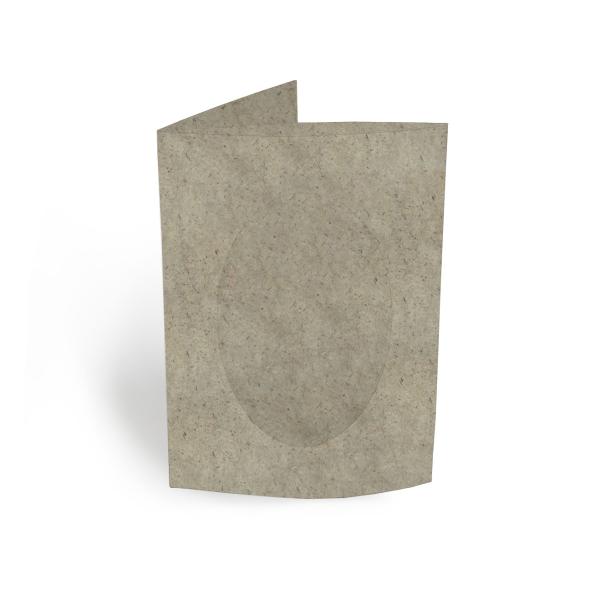 Passepartoutkarte oval 3-Fach DIN A6 in recycling silphie