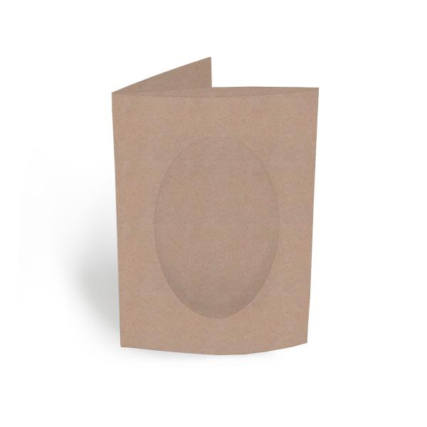 Passepartoutkarte oval 3-Fach DIN A6 in kraft rose