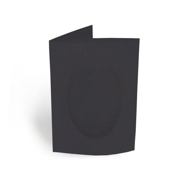 Passepartoutkarte oval 3-Fach DIN A6 in kraft saphirblau