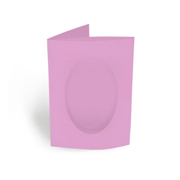 Passepartoutkarte oval 3-Fach DIN A6 in struktur blütenrosa