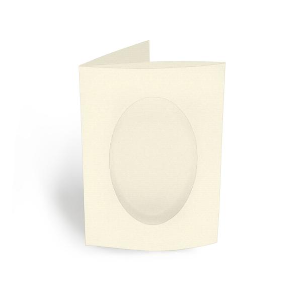 Passepartoutkarte oval 3-Fach DIN A6 in struktur naturell