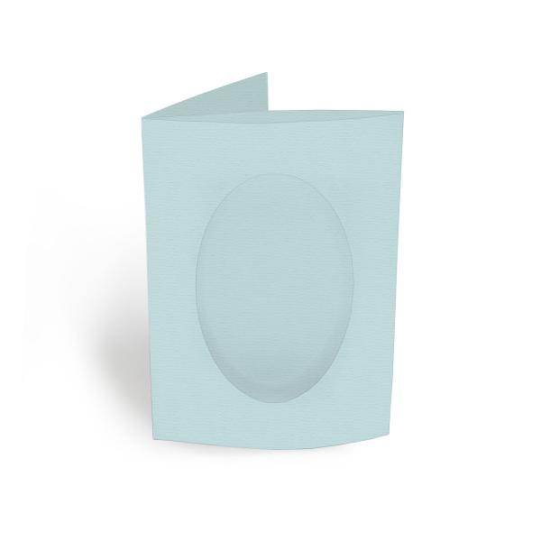 Passepartoutkarte oval 3-Fach DIN A6 in struktur puderblau