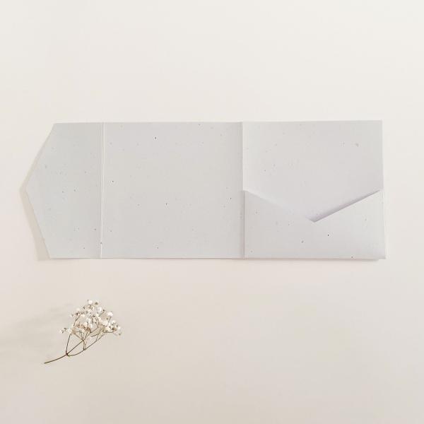 Pocketfold-Karte Quadrat (15x15) Recycling-Karton "Wollweiss" Exklusiv Line