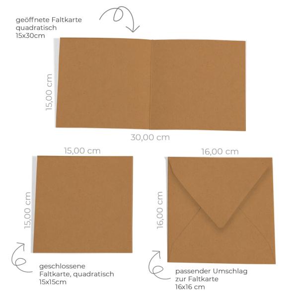 Faltkarte 15x15cm mit Briefumschlag 16x16cm in kraft braun