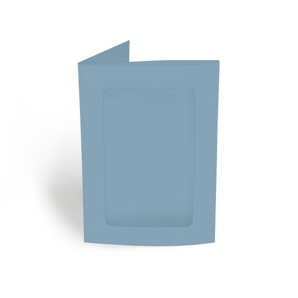 Passepartoutkarte rechteck 3-Fach DIN A6 in graublau