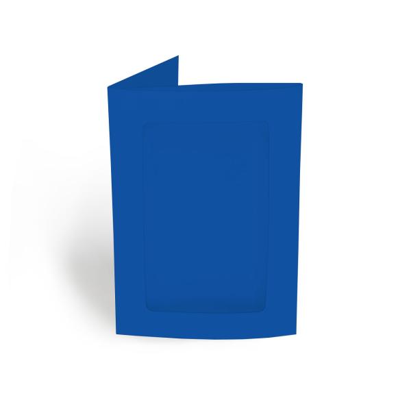 Passepartoutkarte rechteck 3-Fach DIN A6 in royalblau