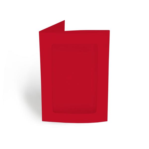 Passepartoutkarte rechteck 3-Fach DIN A6 in weihnachts-rot