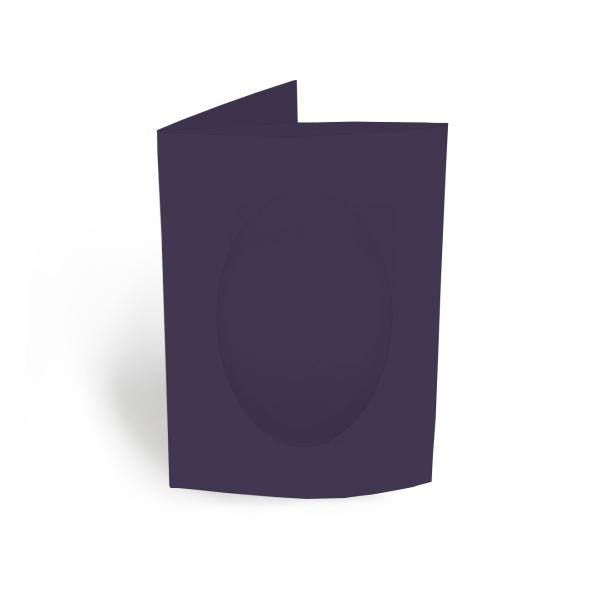 Passepartoutkarte oval 3-Fach DIN A6 in aubergine