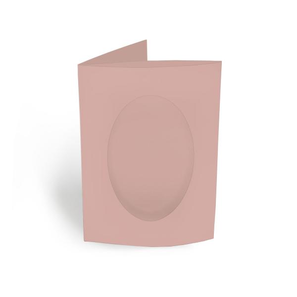 Passepartoutkarte oval 3-Fach DIN A6 in Altrosa