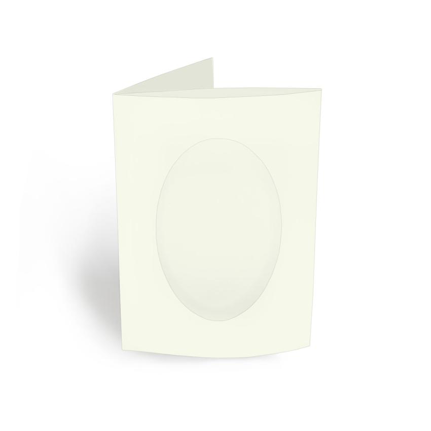 Passepartoutkarte oval 3-Fach DIN A6 in elfenbein